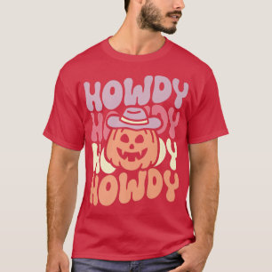 Howdy Pumpkin Retro Groovy Rodeo Fall Southern Hal T-Shirt