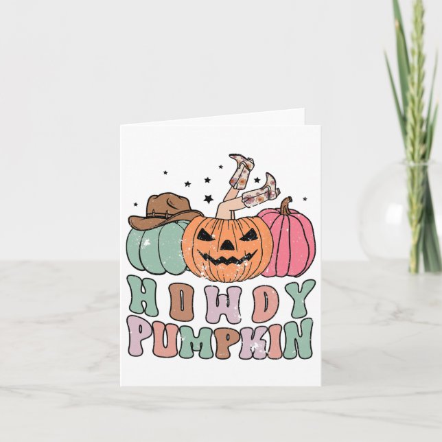 Howdy Pumpkin Western Fall Rodeo Halloween  Card (Front)