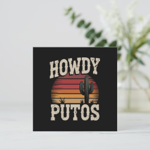 Howdy Putos Funny Cactus Retro Vintage Invitation