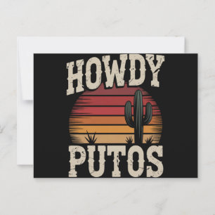 Howdy Putos Funny Cactus Retro Vintage Postcard