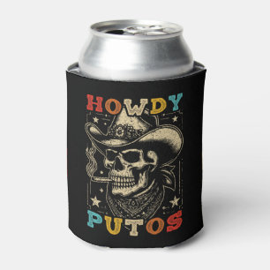 Howdy Putos Funny Skull Retro Vintage Can Cooler