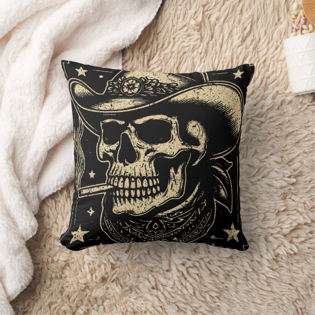 Howdy Putos Funny Skull Retro Vintage Cushion (Blanket)