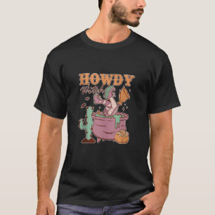 Howdy Retro Halloween Witches Vintage Moon Funny W T-Shirt