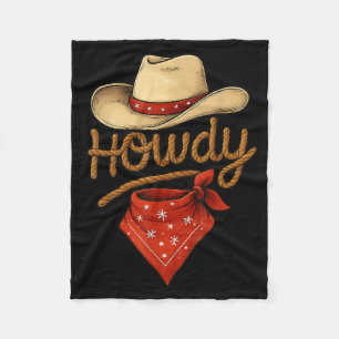 Howdy Retro Western Funny Cowboy Or Cowgirl  Fleece Blanket