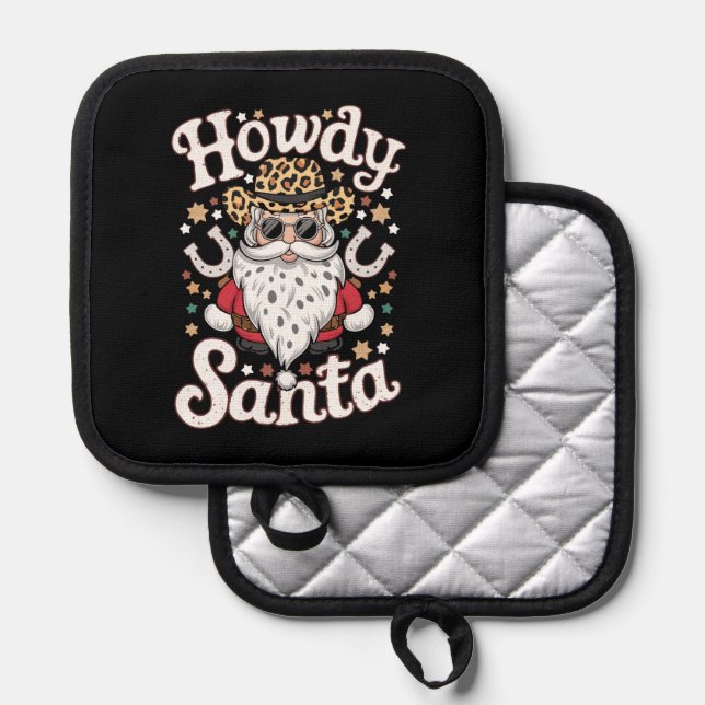 Howdy Santa Western Cowboy Rodeo Christmas Gift Pot Holder (Front/Back)