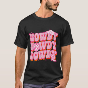 Howdy Southern Western Girl Country Rodeo Pink Cow T-Shirt