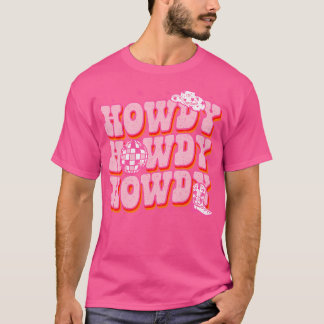 Howdy Southern Western Girl Country Rodeo Pink Cow T-Shirt
