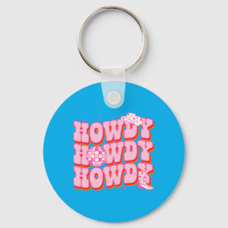 Howdy Southern Western Girl Country Rodeo Pink Key Ring