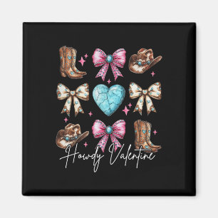 Howdy Valentine Coquette Bow Boots Hats Turquoise Magnet
