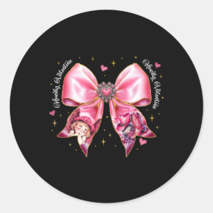 Howdy Valentine Coquette Bow Western Valentines Classic Round Sticker