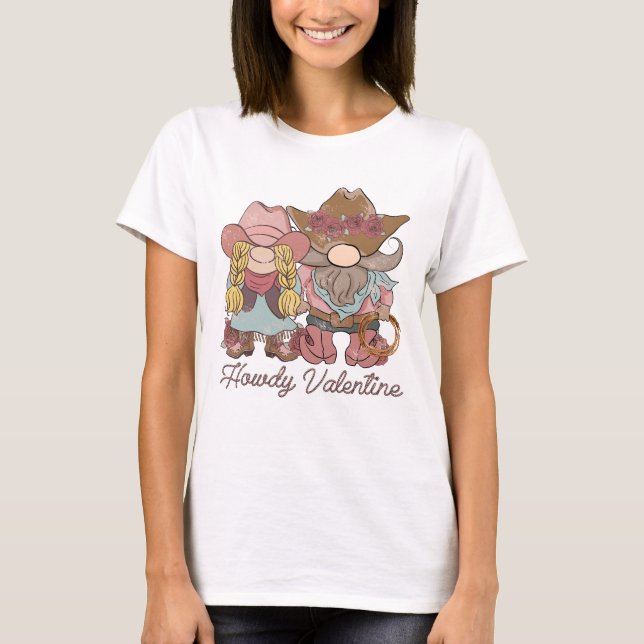 Howdy Valentine Country Gnomes T-Shirt (Front)