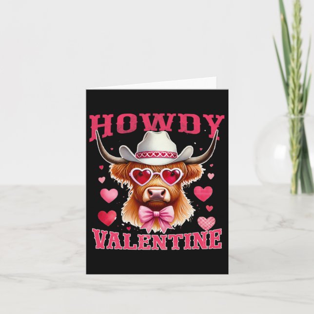 Howdy Valentine Cow Cowboy Valentine’s Day Western Card (Front)