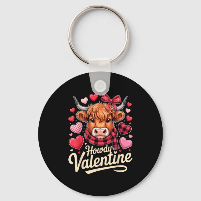 Howdy Valentine Cow Love Outfit For Couples And Af Key Ring (Front)
