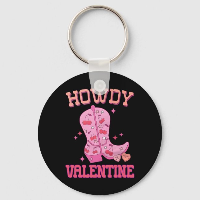Howdy Valentine Disco Boots Coquette Bow Groovy We Key Ring (Front)