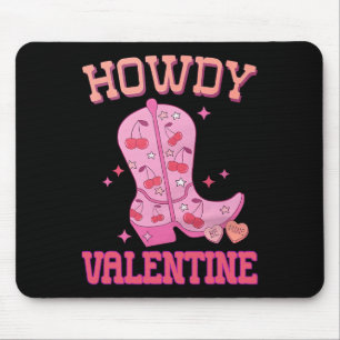 Howdy Valentine Disco Boots Coquette Bow Groovy We Mouse Pad