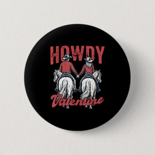 Howdy Valentine Retro Western Couple Love  6 Cm Round Badge
