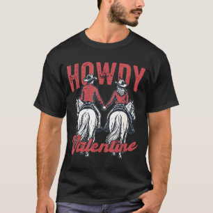 Howdy Valentine Retro Western Couple Love T-Shirt
