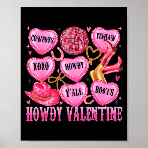 Howdy Valentine Western Cowgirl Hearts Candy Women Poster