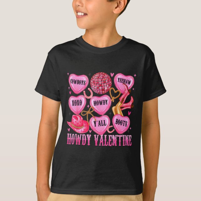 Howdy Valentine Western Cowgirl Hearts Candy Women T-Shirt (Front)