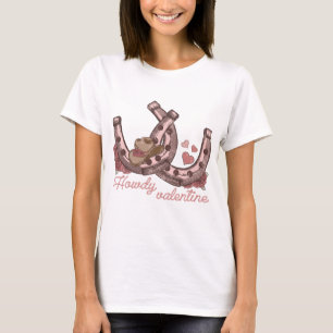 Howdy Valentine Western Horseshoes T-Shirt