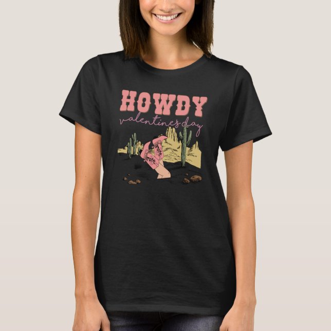Howdy Valentines Day Retro Vintage Western T-Shirt (Front)