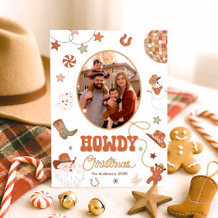 Howdy Western Christmas Photo Holiday Postcard