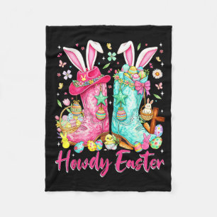 Howdy western easter bunny coquette cowboy boots fleece blanket