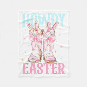 Howdy Western Easter Bunny Coquette Cowboy Boots Fleece Blanket