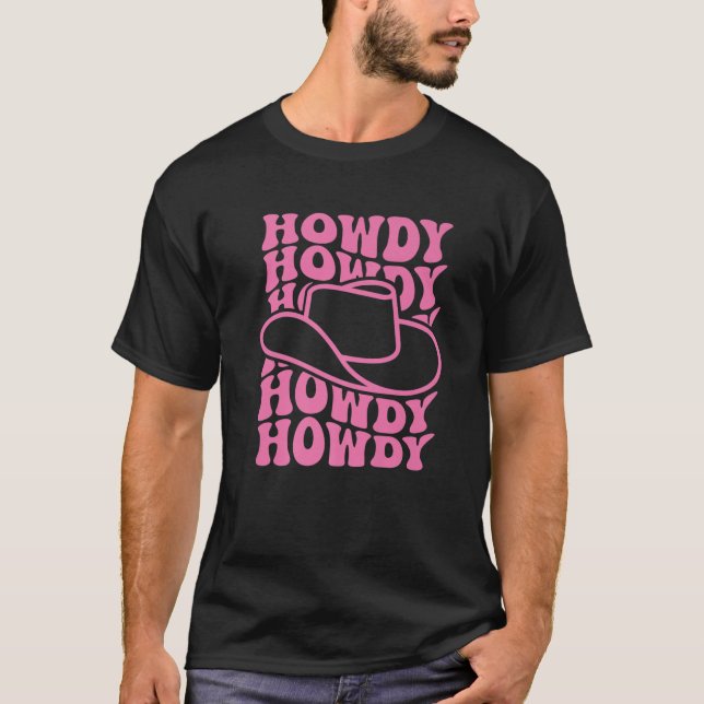 Howdy Western Rodeo Country Southern Cowgirl Vinta T-Shirt (Front)