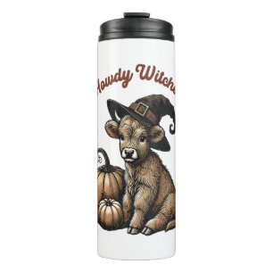 Howdy Witches Halloween Highland Cow Thermal Tumbler