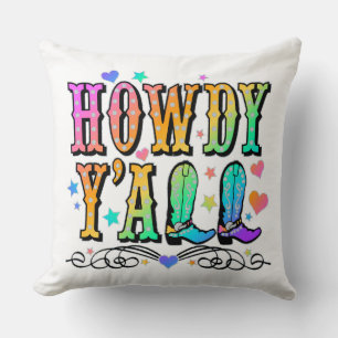 Howdy Y'all Cowgirl Girls Pillow
