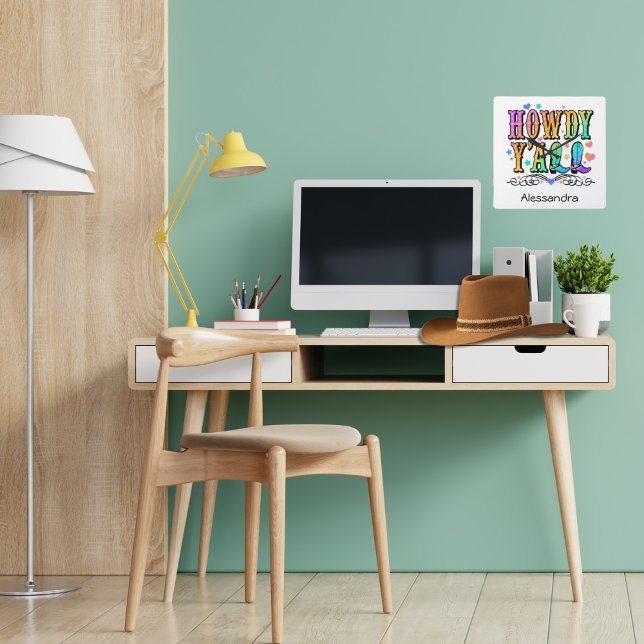 Howdy Y'all Girls Western Square Wall Clock (Creator Uploaded)