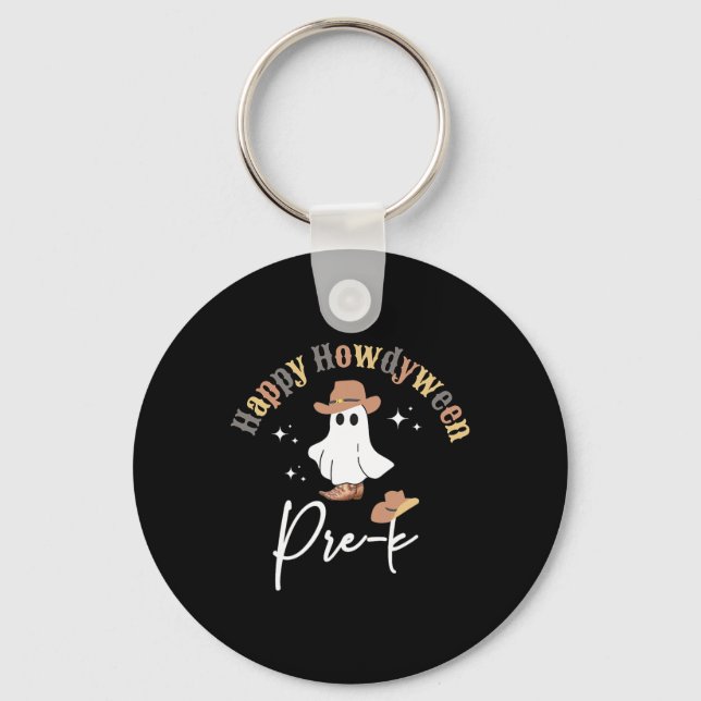 Howdyween Pre-k Ghost Western Teacher Preschool Te Key Ring (Front)