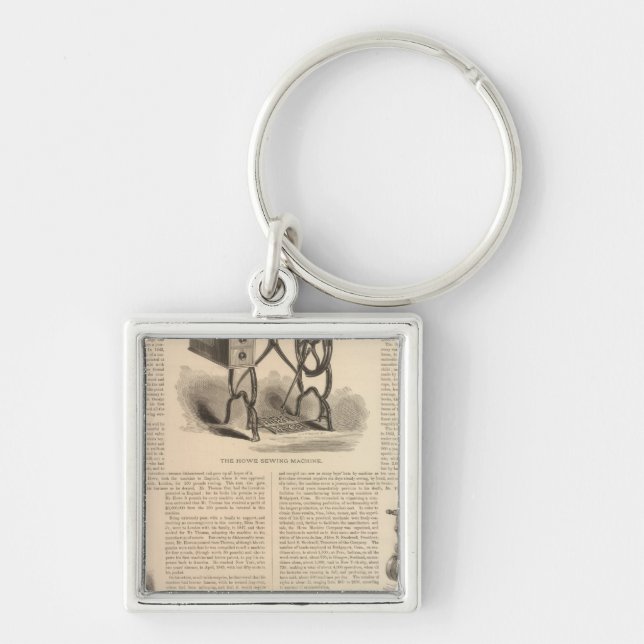 Howe Sewing Maching with Sketch of the Inventor Key Ring (Front)