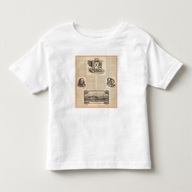 Howe Sewing Maching with Sketch of the Inventor Toddler T-Shirt (Front)