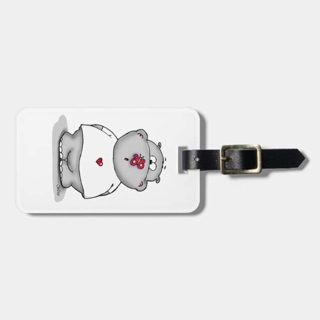 Howie the little Hippo - Hippopotamus Luggage Tag (Front Horizontal)