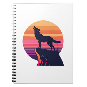Howl at the Dusk – Retro Coyote Sunset Notebook