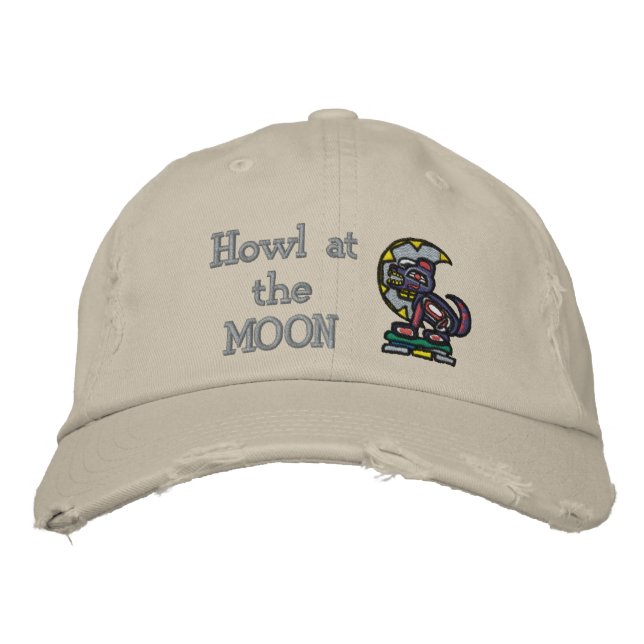 Howl at the MOON Embroidered Hat (Front)