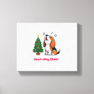Howl-iday Cheer Beagle With A Christmas Tree Desig Canvas Print