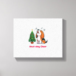 Howl-iday Cheer Beagle With A Christmas Tree Desig Canvas Print