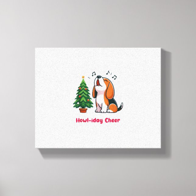 Howl-iday Cheer Beagle With A Christmas Tree Desig Canvas Print (Front)