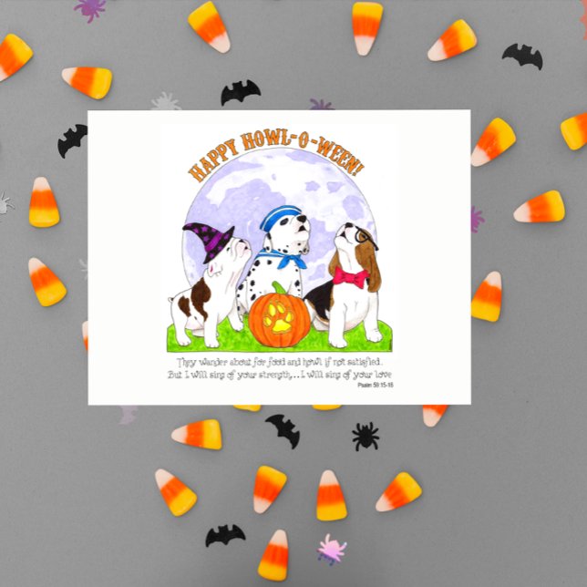 Howl-O-Ween Dogs in Costume Halloween Postcard (Creator Uploaded)