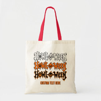 Howl-O-Ween Halloween Patern Custom Canvas Tote Bag