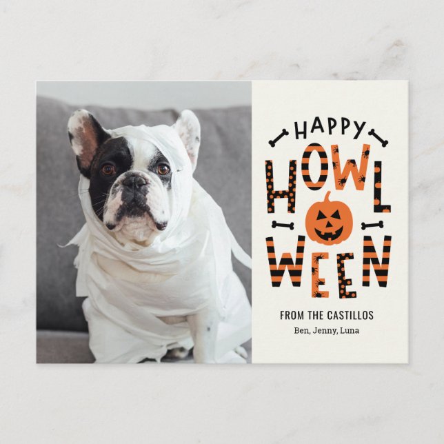 Howl-O-Ween Pet Halloween Photo Card Postcard (Front)