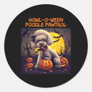 Howl-O-Ween Poodle Pawtrol Cute Dog Halloween Classic Round Sticker