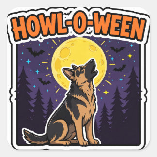 Howl-O-Ween Sticker — German Shepherd Full Moon Ba