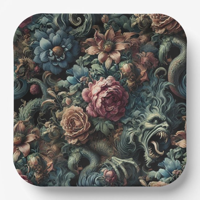 Howl of the Gilded Wild – Gothic Mythical  Paper Plate (Front)