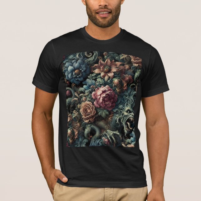 Howl of the Gilded Wild – Gothic Wearable Art T-Shirt (Front)