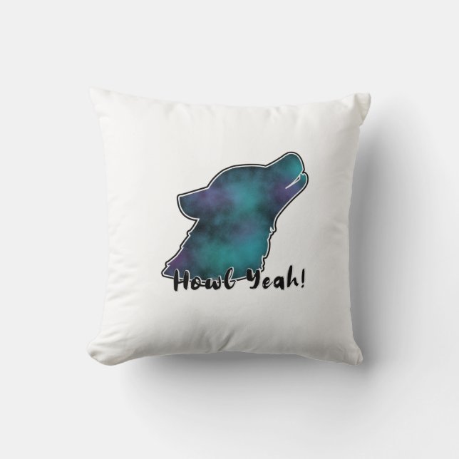 Howl Yeah! Space Galaxy Wolf Silhouette Cushion (Front)