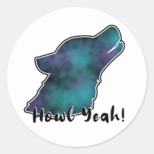 Howl Yeah! Space Galaxy Wolf Silhouette Head Classic Round Sticker